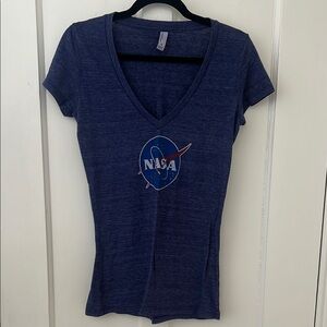 💕Women's Blue V-Neck T-Shirt NASA
